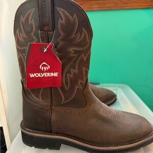 Wolverine Dark Brown Leather Cowboy Boots